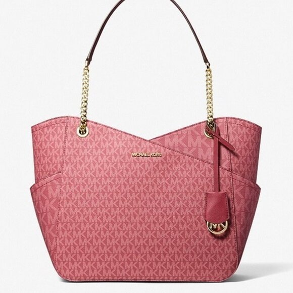 🥰 Michael Kors Jet Set Large Logo Shoulder Bag BERRY MULTI - Picture 1 of 9